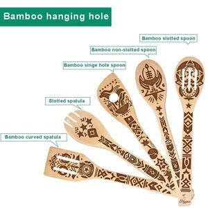 Hygnn Ancient Totem Retro style Gift Idea Cooking Serving Utensils Natural Bambo